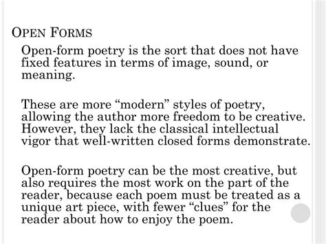 open form poetry definition is like an open field where poets can freely roam without the constraints of traditional poetic structures.